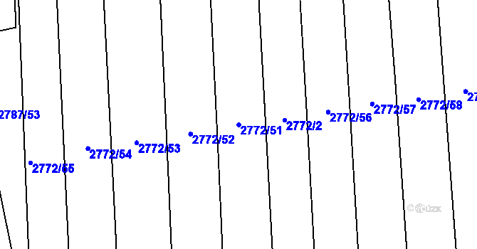 Parcela st. 2772/51 v KÚ Hodonín, Katastrální mapa