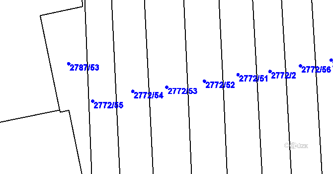 Parcela st. 2772/53 v KÚ Hodonín, Katastrální mapa