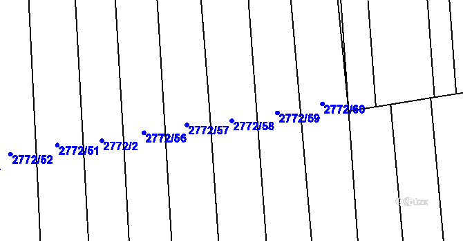 Parcela st. 2772/58 v KÚ Hodonín, Katastrální mapa
