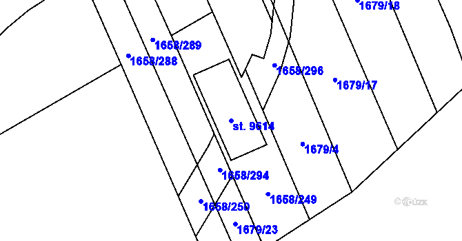 Parcela st. 9614 v KÚ Hodonín, Katastrální mapa