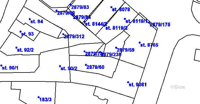 Parcela st. 2879/238 v KÚ Hodonín, Katastrální mapa