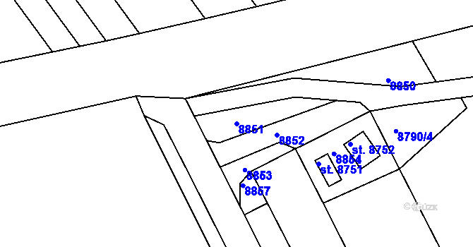 Parcela st. 8851 v KÚ Hodonín, Katastrální mapa