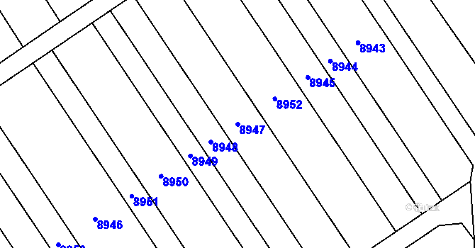 Parcela st. 8947 v KÚ Hodonín, Katastrální mapa