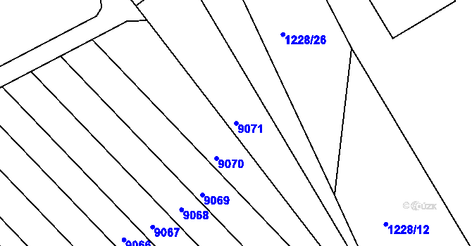 Parcela st. 9071 v KÚ Hodonín, Katastrální mapa