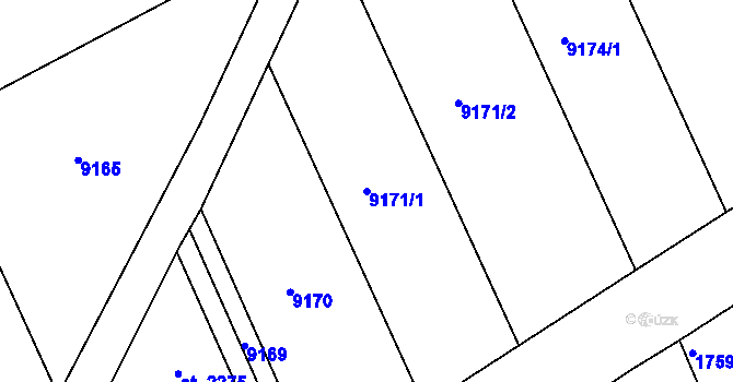 Parcela st. 9171/1 v KÚ Hodonín, Katastrální mapa