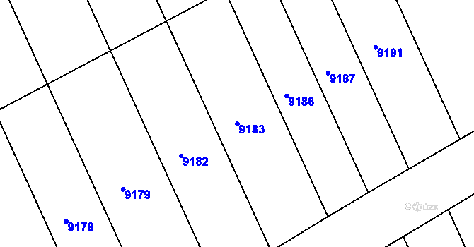 Parcela st. 9183 v KÚ Hodonín, Katastrální mapa