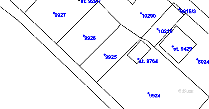 Parcela st. 9925 v KÚ Hodonín, Katastrální mapa