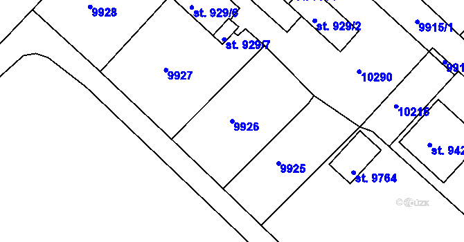 Parcela st. 9926 v KÚ Hodonín, Katastrální mapa