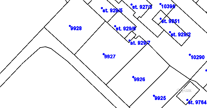 Parcela st. 9927 v KÚ Hodonín, Katastrální mapa