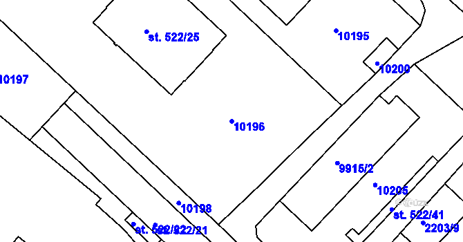 Parcela st. 10196 v KÚ Hodonín, Katastrální mapa