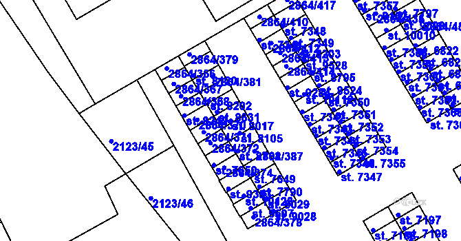 Parcela st. 8017 v KÚ Hodonín, Katastrální mapa