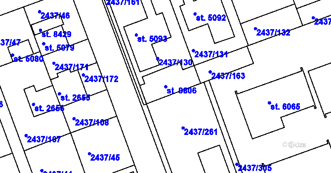 Parcela st. 9806 v KÚ Hodonín, Katastrální mapa