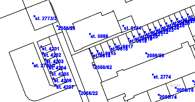 Parcela st. 9815 v KÚ Hodonín, Katastrální mapa