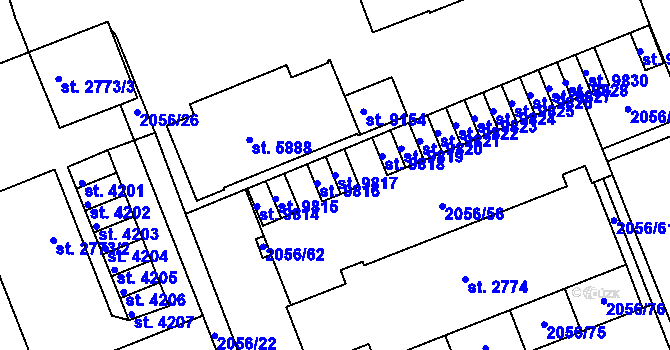 Parcela st. 9817 v KÚ Hodonín, Katastrální mapa