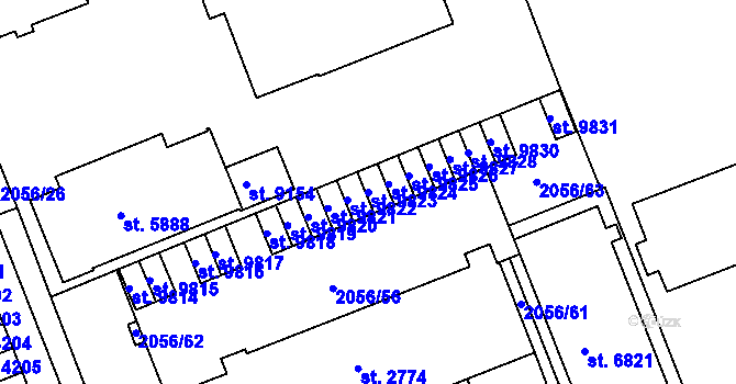 Parcela st. 9823 v KÚ Hodonín, Katastrální mapa