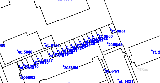 Parcela st. 9825 v KÚ Hodonín, Katastrální mapa
