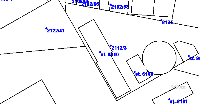 Parcela st. 9810 v KÚ Hodonín, Katastrální mapa