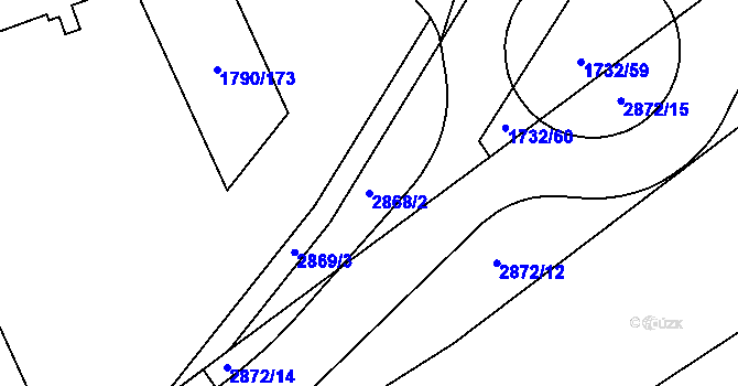 Parcela st. 2868/2 v KÚ Hodonín, Katastrální mapa