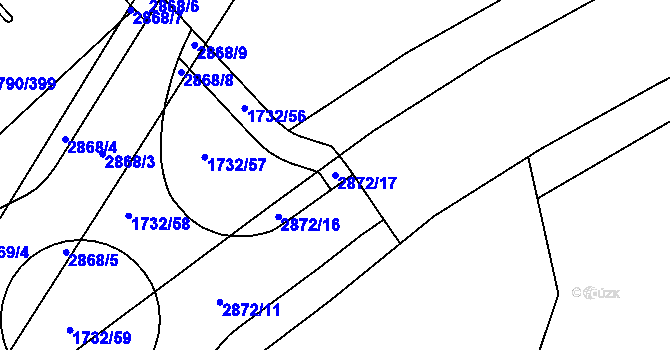 Parcela st. 2872/17 v KÚ Hodonín, Katastrální mapa