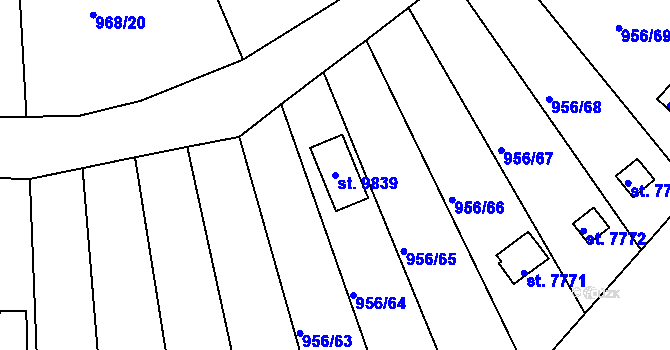 Parcela st. 9839 v KÚ Hodonín, Katastrální mapa