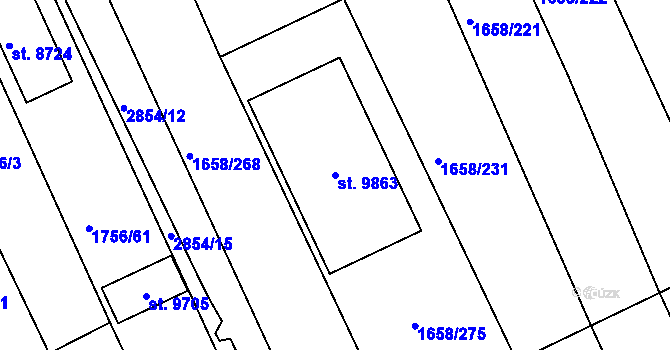 Parcela st. 9863 v KÚ Hodonín, Katastrální mapa