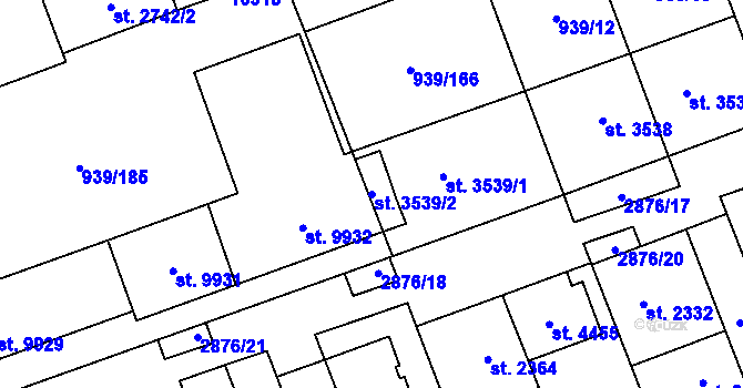 Parcela st. 3539/2 v KÚ Hodonín, Katastrální mapa