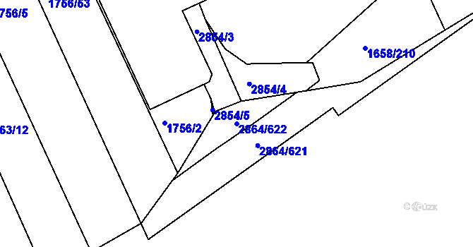 Parcela st. 2864/622 v KÚ Hodonín, Katastrální mapa