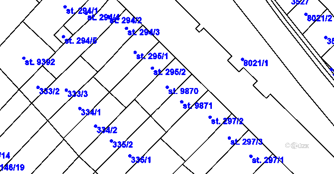 Parcela st. 9870 v KÚ Hodonín, Katastrální mapa