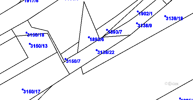 Parcela st. 3138/22 v KÚ Hodonín, Katastrální mapa