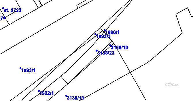 Parcela st. 3138/23 v KÚ Hodonín, Katastrální mapa