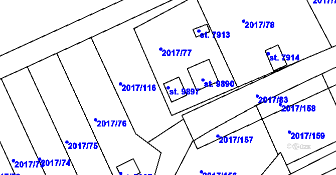 Parcela st. 9897 v KÚ Hodonín, Katastrální mapa