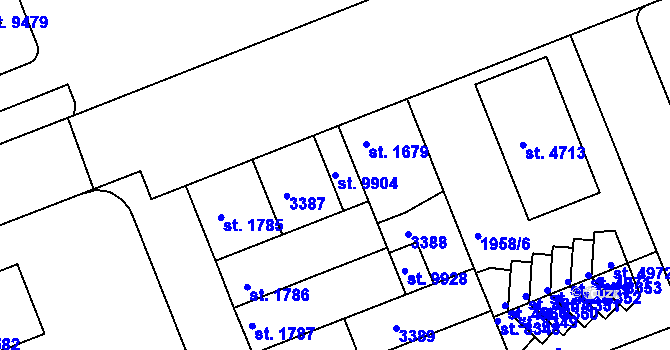 Parcela st. 9904 v KÚ Hodonín, Katastrální mapa