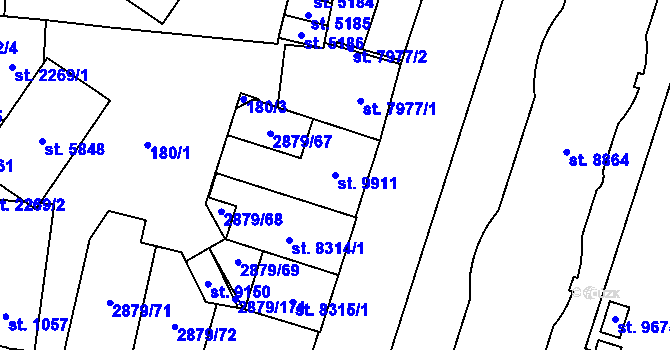 Parcela st. 9911 v KÚ Hodonín, Katastrální mapa