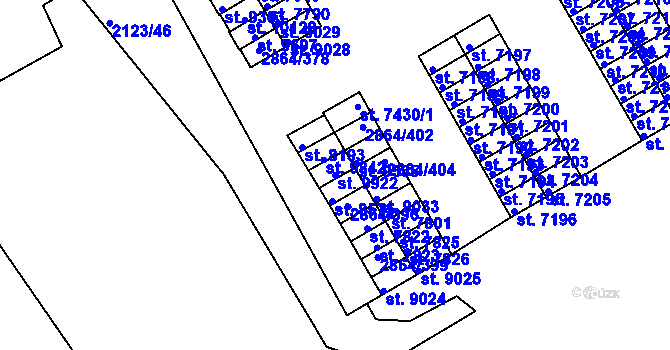 Parcela st. 9922 v KÚ Hodonín, Katastrální mapa