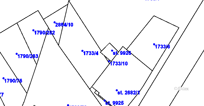 Parcela st. 9927 v KÚ Hodonín, Katastrální mapa
