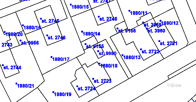 Parcela st. 9950 v KÚ Hodonín, Katastrální mapa