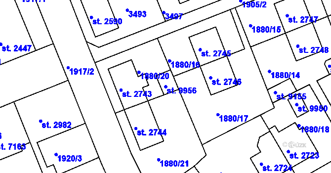 Parcela st. 9956 v KÚ Hodonín, Katastrální mapa