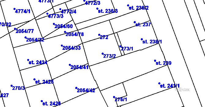 Parcela st. 273/2 v KÚ Hodonín, Katastrální mapa