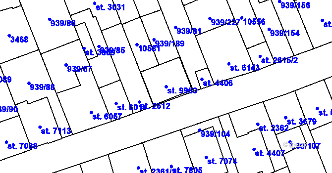 Parcela st. 9960 v KÚ Hodonín, Katastrální mapa