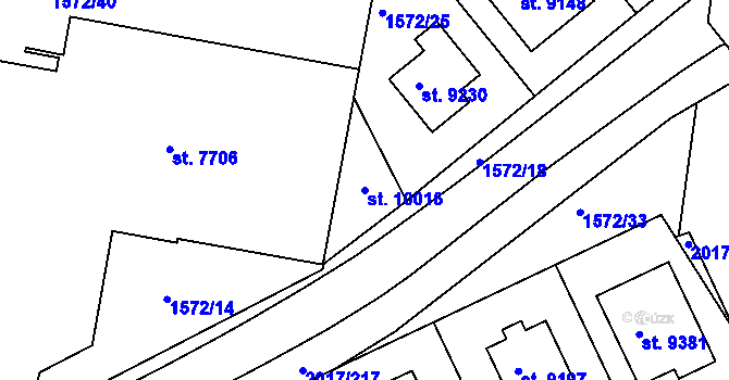 Parcela st. 10016 v KÚ Hodonín, Katastrální mapa