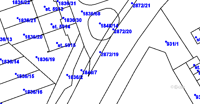 Parcela st. 2872/19 v KÚ Hodonín, Katastrální mapa