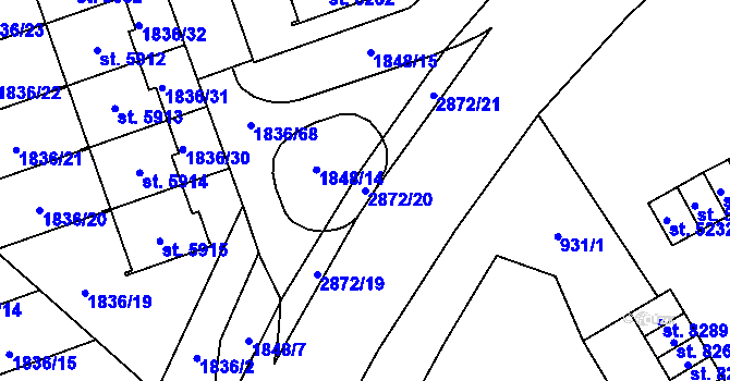 Parcela st. 2872/20 v KÚ Hodonín, Katastrální mapa