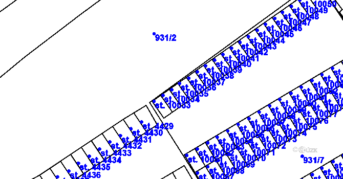 Parcela st. 10035 v KÚ Hodonín, Katastrální mapa