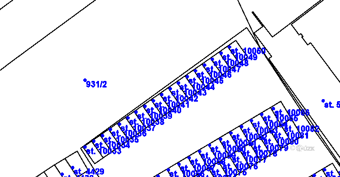 Parcela st. 10043 v KÚ Hodonín, Katastrální mapa