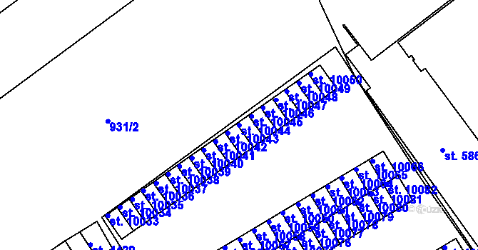 Parcela st. 10044 v KÚ Hodonín, Katastrální mapa