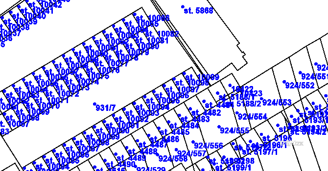 Parcela st. 10097 v KÚ Hodonín, Katastrální mapa
