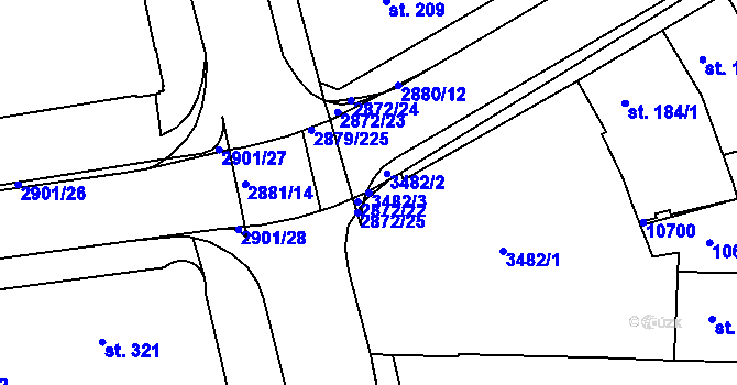 Parcela st. 3482/3 v KÚ Hodonín, Katastrální mapa