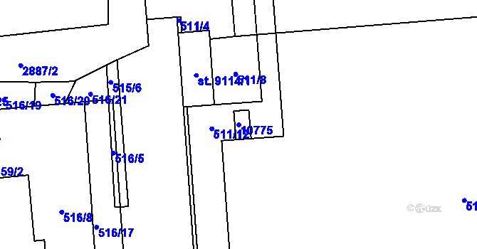 Parcela st. 10775 v KÚ Hodonín, Katastrální mapa