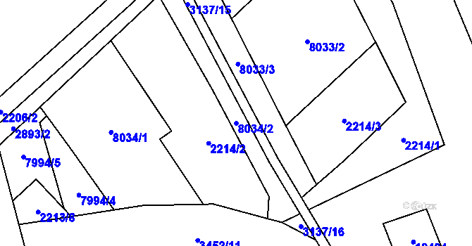 Parcela st. 8034/2 v KÚ Hodonín, Katastrální mapa