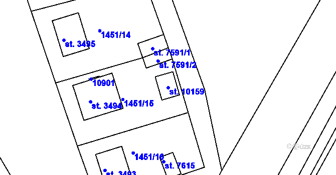 Parcela st. 10159 v KÚ Hodonín, Katastrální mapa